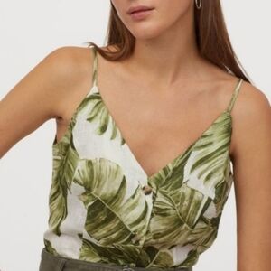 H&M Printed Linen Button Tank sz L